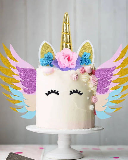 Gold Floral Unicorn Cake Topper