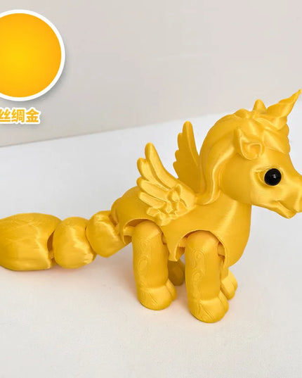 Gold 3D Printed Unicorn Figurine