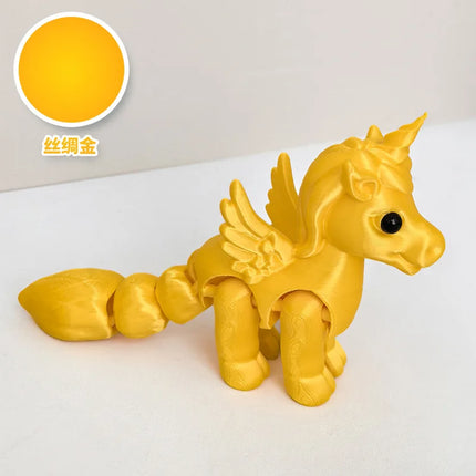 Gold 3D Printed Unicorn Figurine
