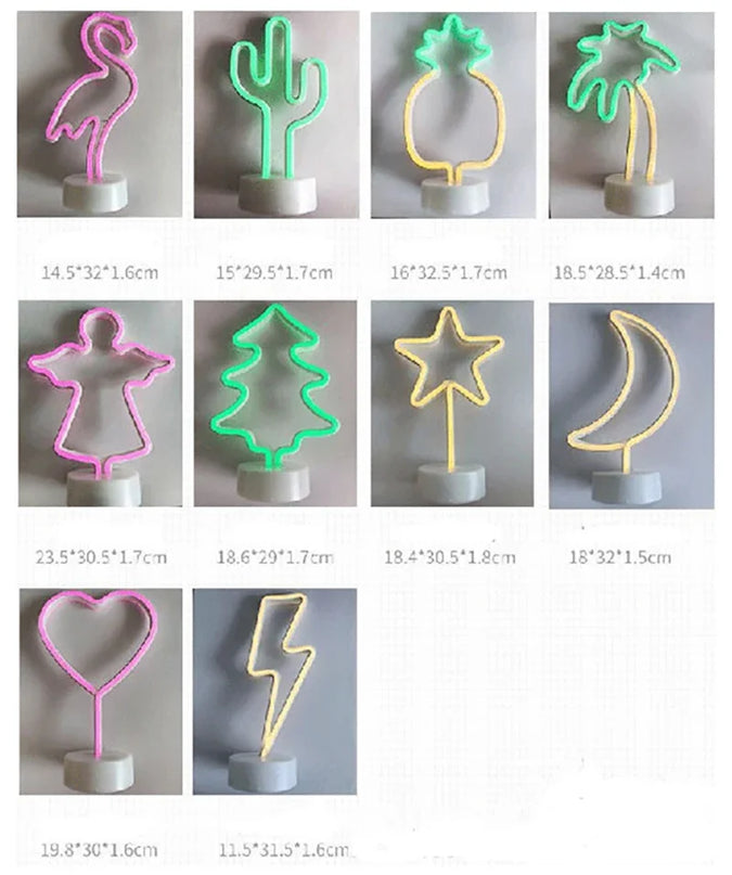 Unicorn & Flamingo Neon Night Light Set