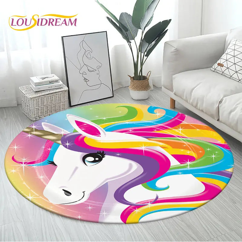 Rainbow Sunburst Unicorn Rug