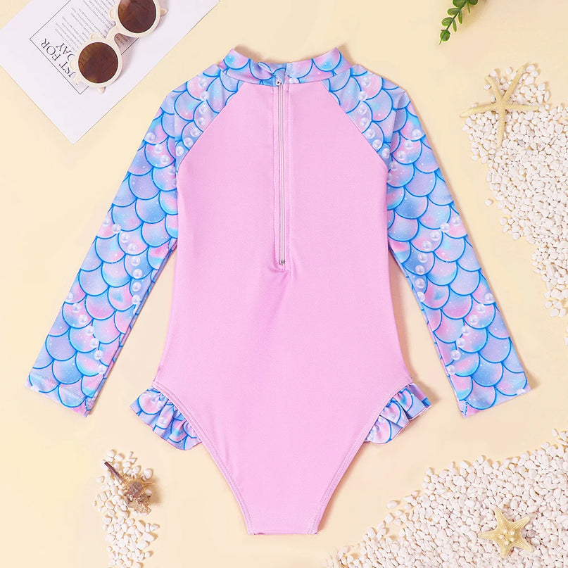 Floral Crown Long Sleeve Swimsuit