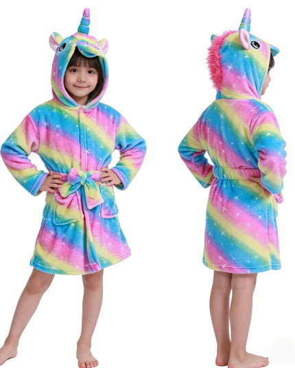 Rainbow Stripe Unicorn Robe Hoodie