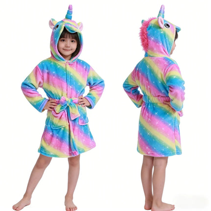 Rainbow Stripe Unicorn Robe Hoodie