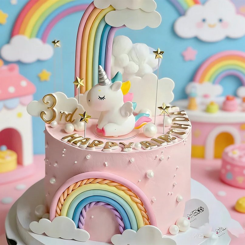 Rainbow Unicorn Cloud Cake Topper