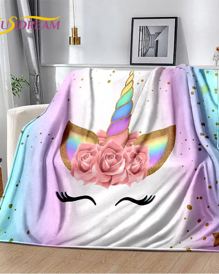 Pastel Unicorn Face Throw Blanket