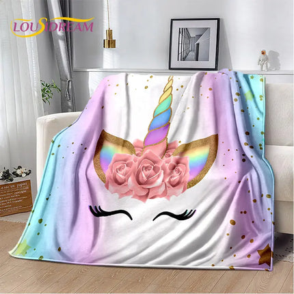 Pastel Unicorn Face Throw Blanket