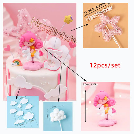 12-Piece Unicorn Cake Topper Set