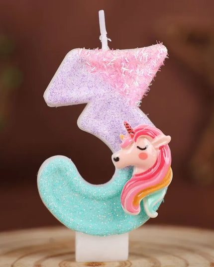 Magical Unicorn Number 3 Candle