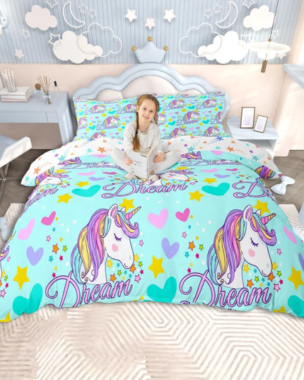 Dream Heart Mint Unicorn Bedding