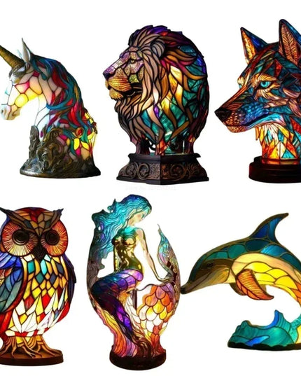 Stained Glass Unicorn Table Lamp
