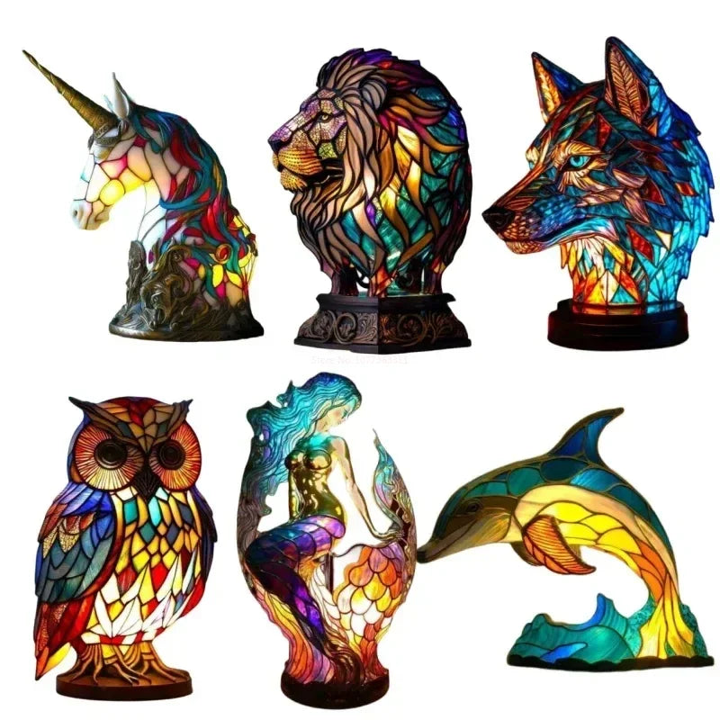 Stained Glass Unicorn Table Lamp