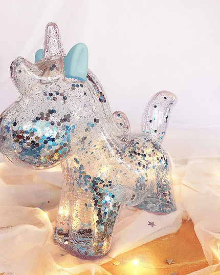 Clear Sequin Unicorn Piggy Bank