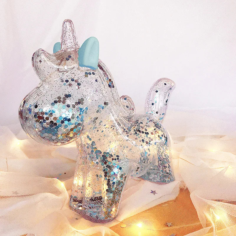 Clear Sequin Unicorn Piggy Bank