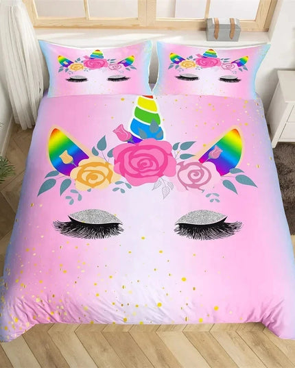 Rainbow Glitter Rose Unicorn Bedding