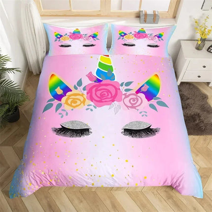 Rainbow Glitter Rose Unicorn Bedding