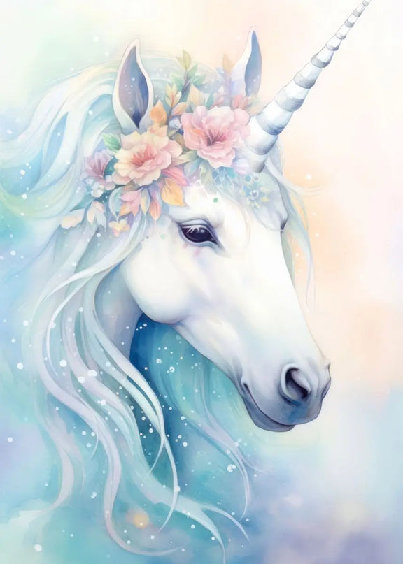 Floral Unicorn Portrait Wall Art