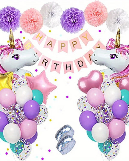 Full view of the balloon arch styled as a party backdrop
