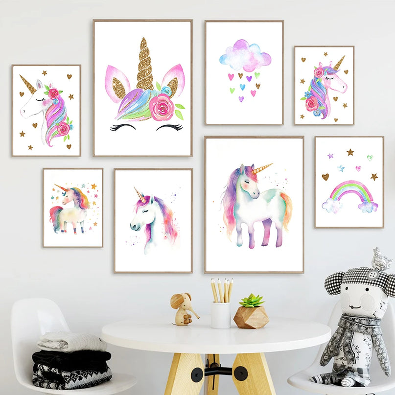 Prancing Unicorn Wall Art for Kids