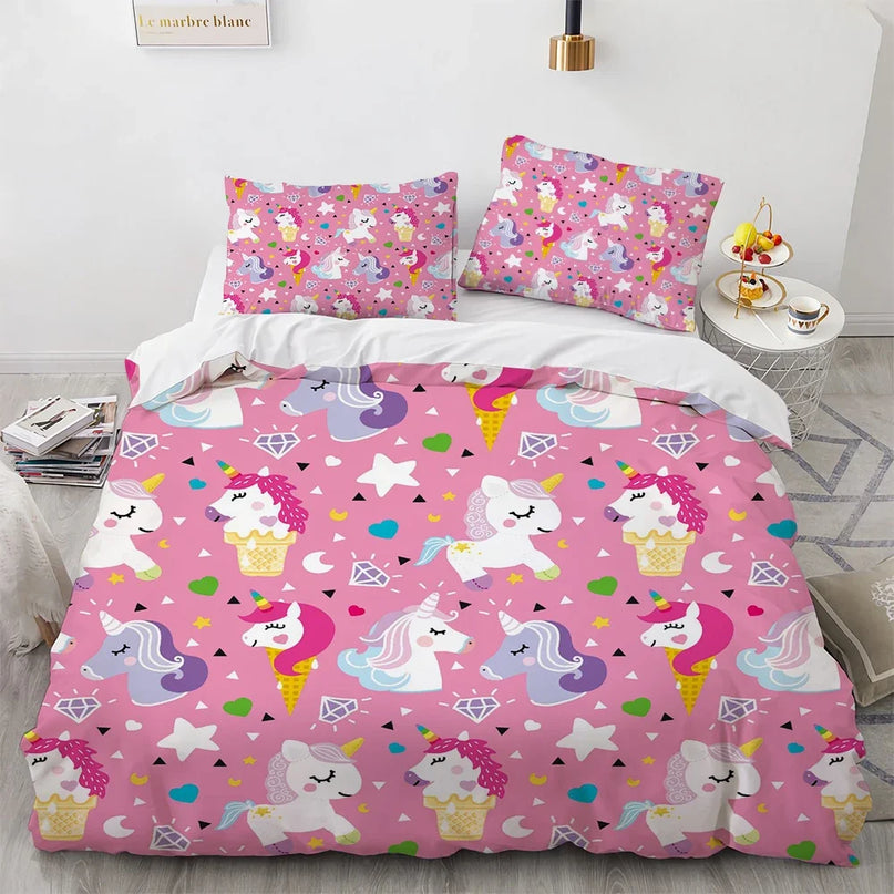 Starry Pink Unicorn Bedding