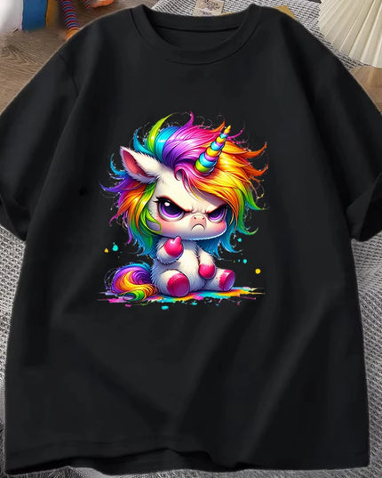 Black Cartoon Unicorn Shirt
