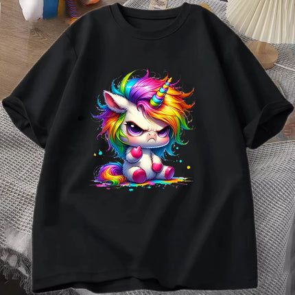 Black Cartoon Unicorn Shirt