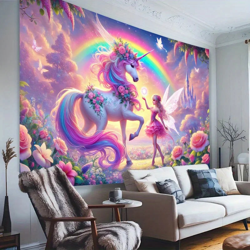 Fairy Unicorn Tapestry for Girls
