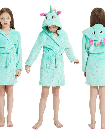 Mint Star Cozy Unicorn Fleece Robe