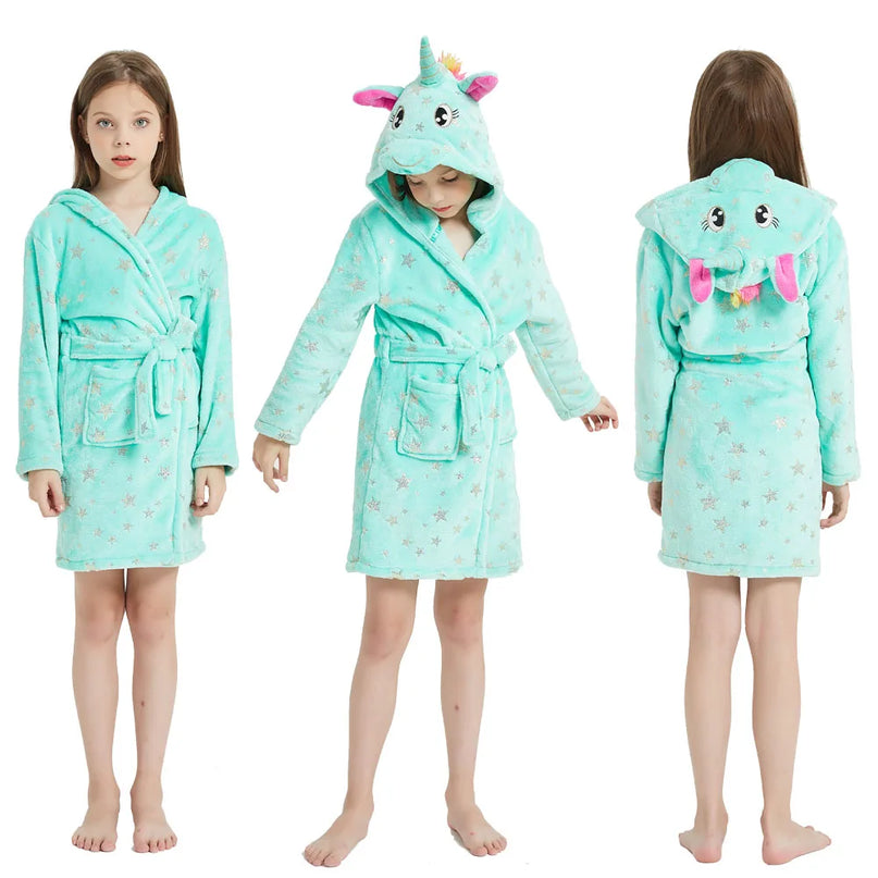 Mint Star Cozy Unicorn Fleece Robe