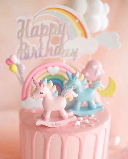 Pink Unicorn Cake Topper Set