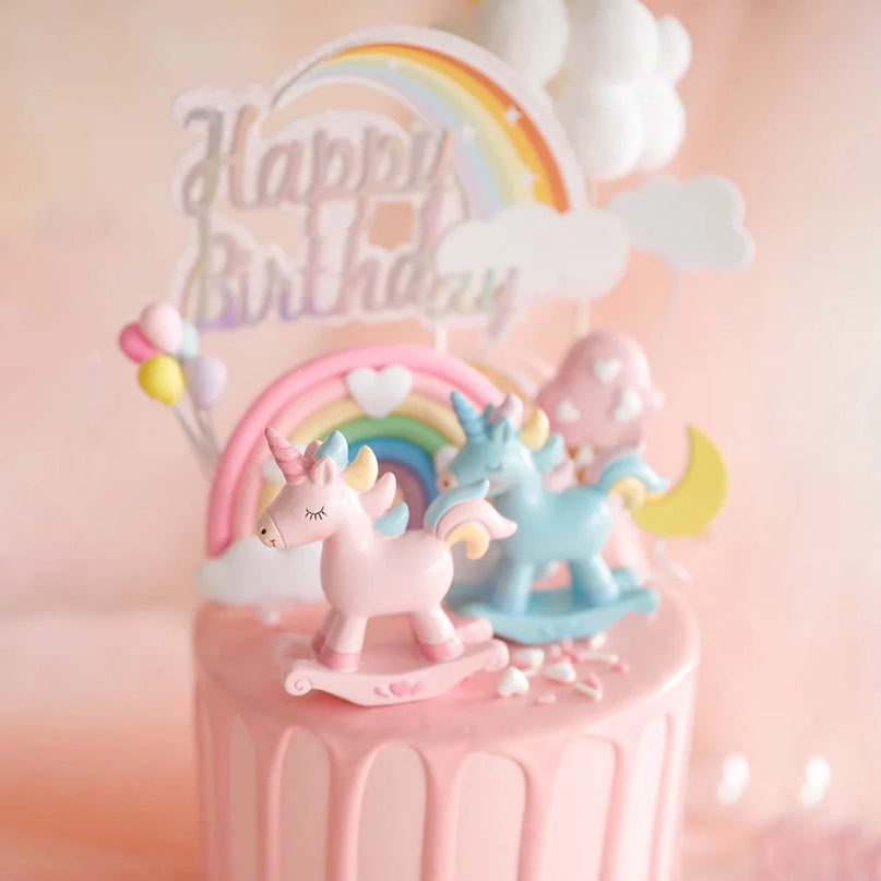 Pink Unicorn Cake Topper Set