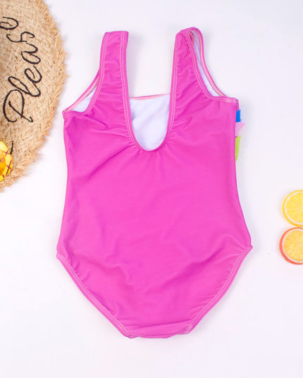 Pink Cartoon Unicorn Swimsuit