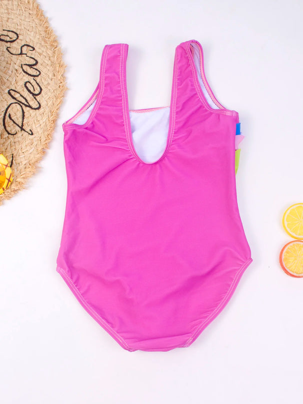 Pink Cartoon Unicorn Swimsuit