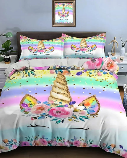 Gold Glitter Unicorn Bedding