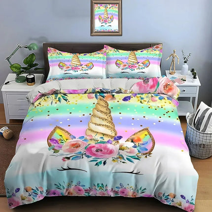 Gold Glitter Unicorn Bedding