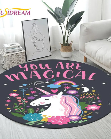 Rainbow Sunburst Unicorn Rug