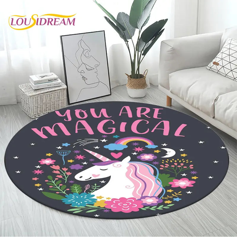 Rainbow Sunburst Unicorn Rug