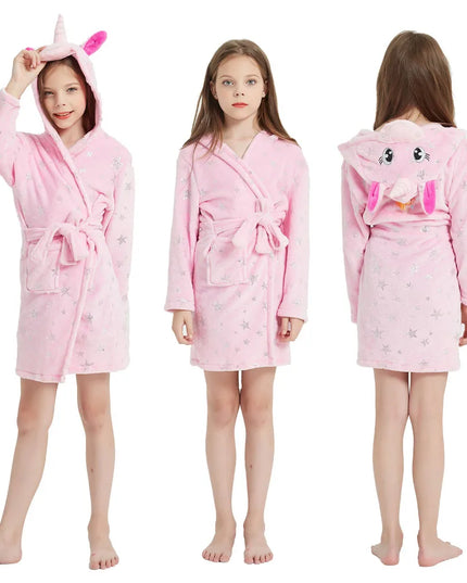 Pink Star Girls Unicorn Fleece Robe