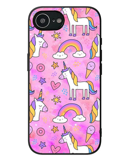 Pink Doodle Unicorn Watercolor Case