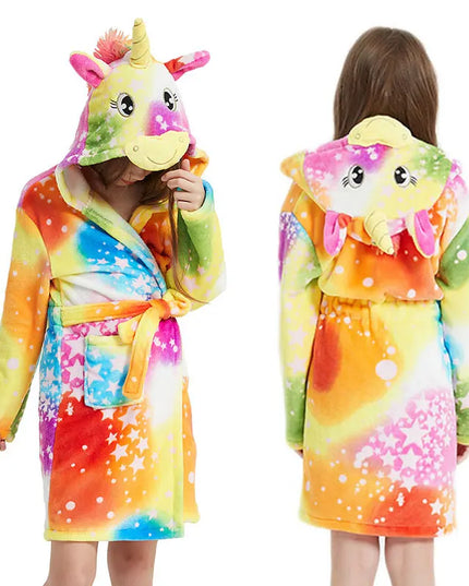 Vivid Rainbow Coral Fleece Robe