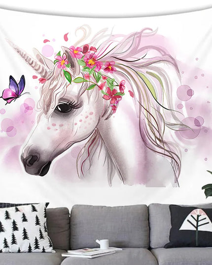 Floral Unicorn Tapestry