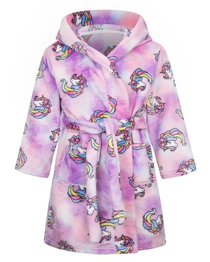 Pastel Cartoon Unicorn Print Robe