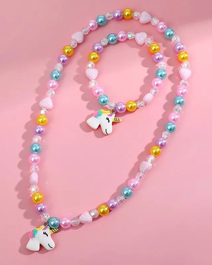Pearl Bead Unicorn Necklace for Kids