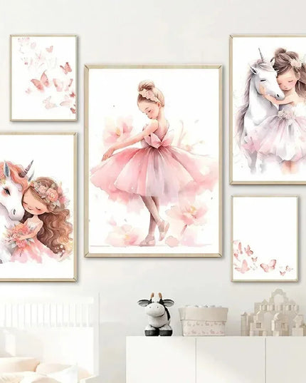 Pink Ballerina Unicorn Wall Art