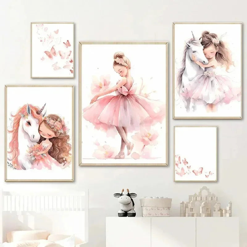 Pink Ballerina Unicorn Wall Art