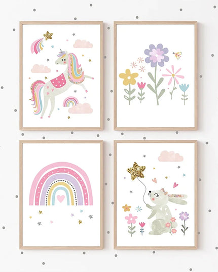Pink Unicorn Nursery Wall Art