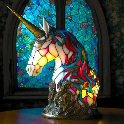 Stained Glass Unicorn Table Lamp