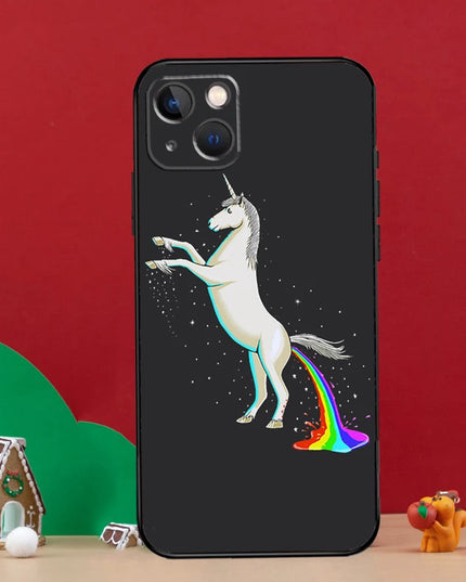 Funny Rainbow Unicorn Black Case
