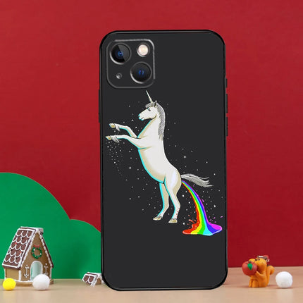 Funny Rainbow Unicorn Black Case