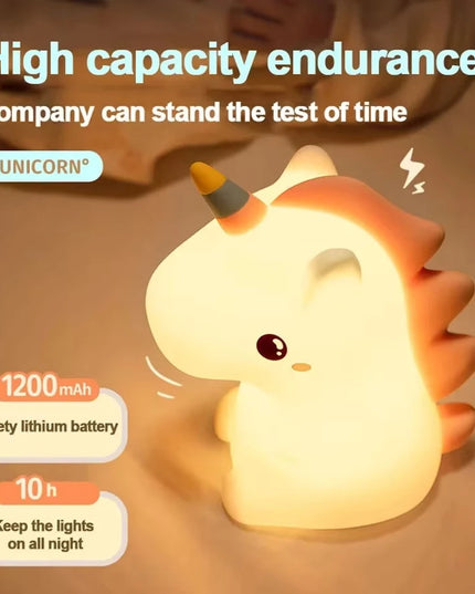 Cute Pink Silicone Unicorn Night Light